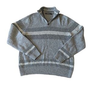 Daniele Blasi Mens L 1/4 Zip Sweater Gray Wool Blend Pullover